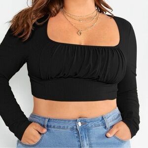 Black long sleeve crop top